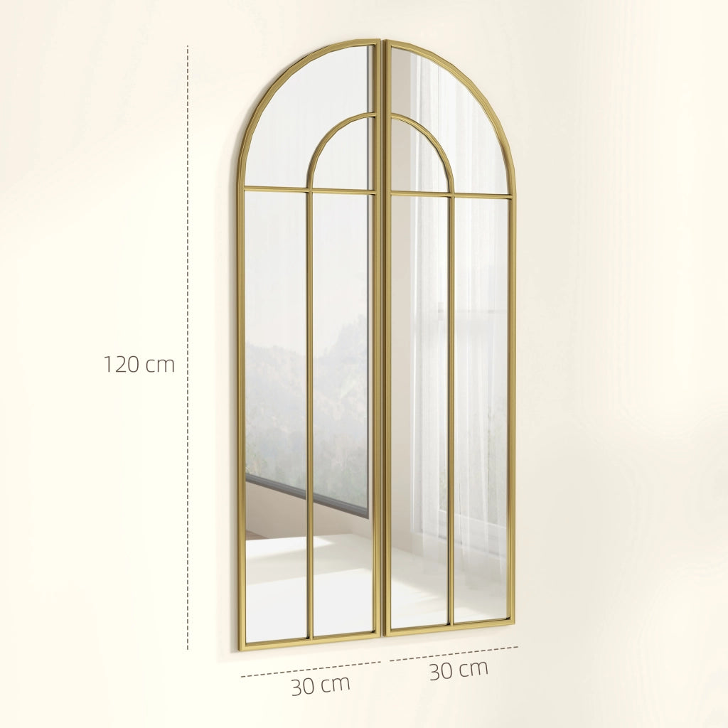 Specchio Decorativo a Parete con Arco ¨C zephmum ¨C Dorato 30x120 cm