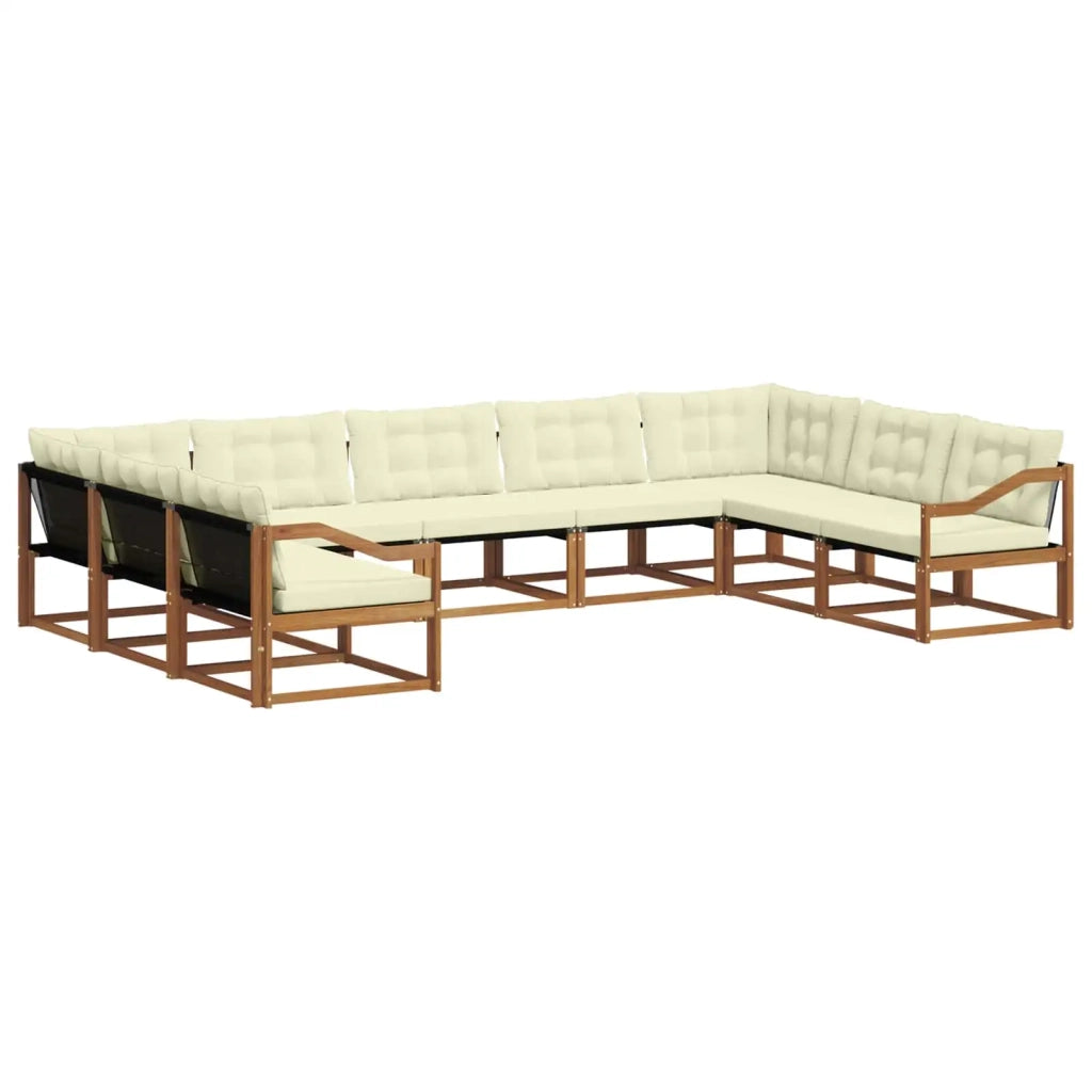 Set di divani da esterno con cuscino 9 pcs Naturale e Crema