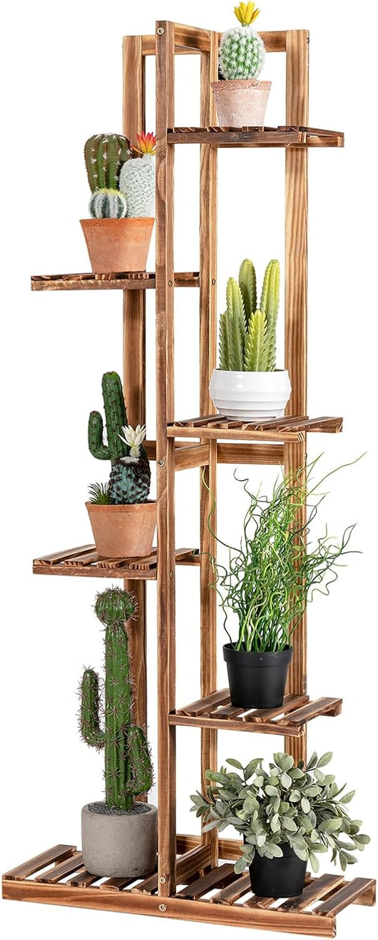 Porta Piante di Legno con 5/6 Livelli, Scaffale per Fiori, Scaffale Angolare per Piante, Scaffale Multiuso, Porta Fiori per Interno ed Esterno per Salone e Balcone (6 livelli)
