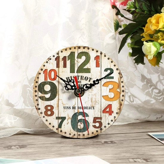 Orologio da Parete Retro Rurale 12 cm Stile Rustico Decorativo Orologio in Legno per Cucina Facile da Leggere per Salotto Camera da Letto Casa Rurale, Salotto (#3)