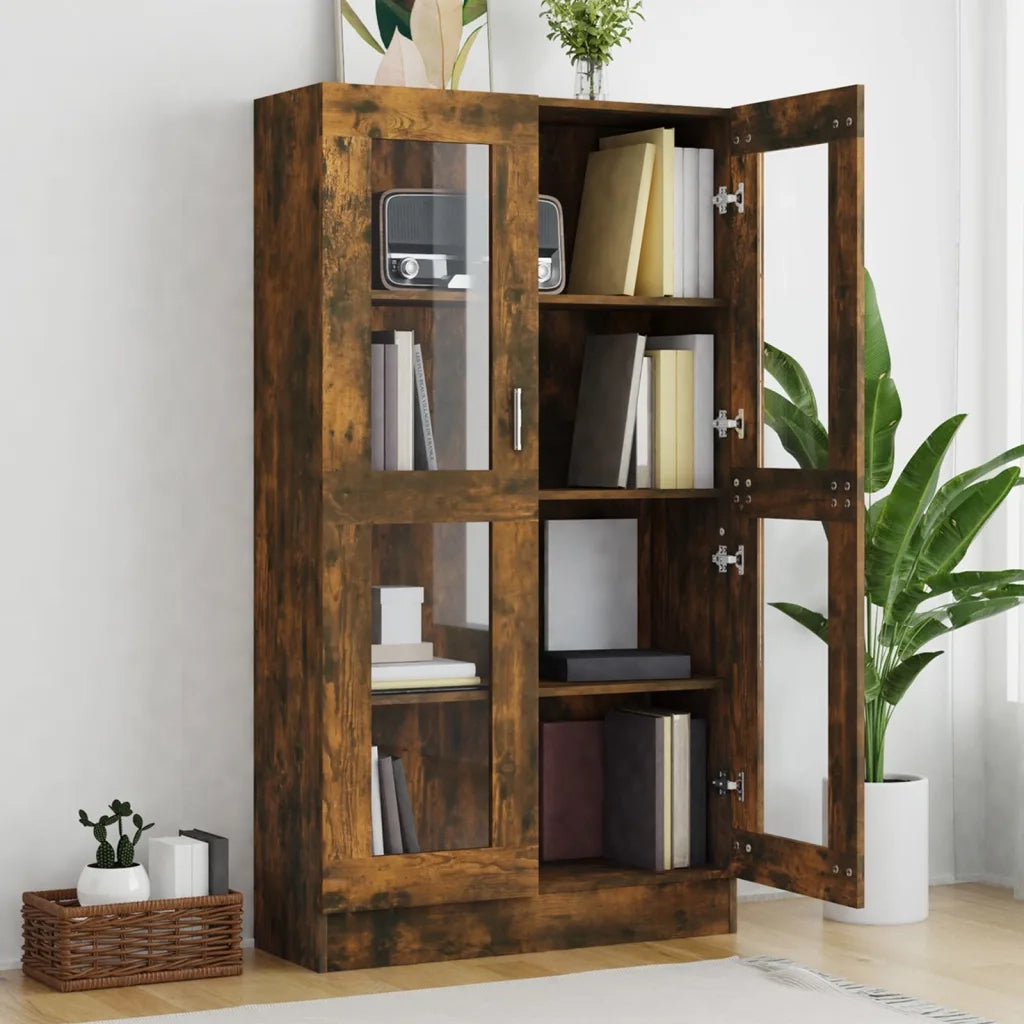 Mobile Vetrina Rovere Fumo 82,5x30,5x150cm in Legno Multistrato 815117