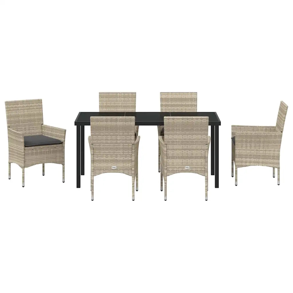 Set da Pranzo per Giardino 7 pcs Grigio chiaro polyrattan