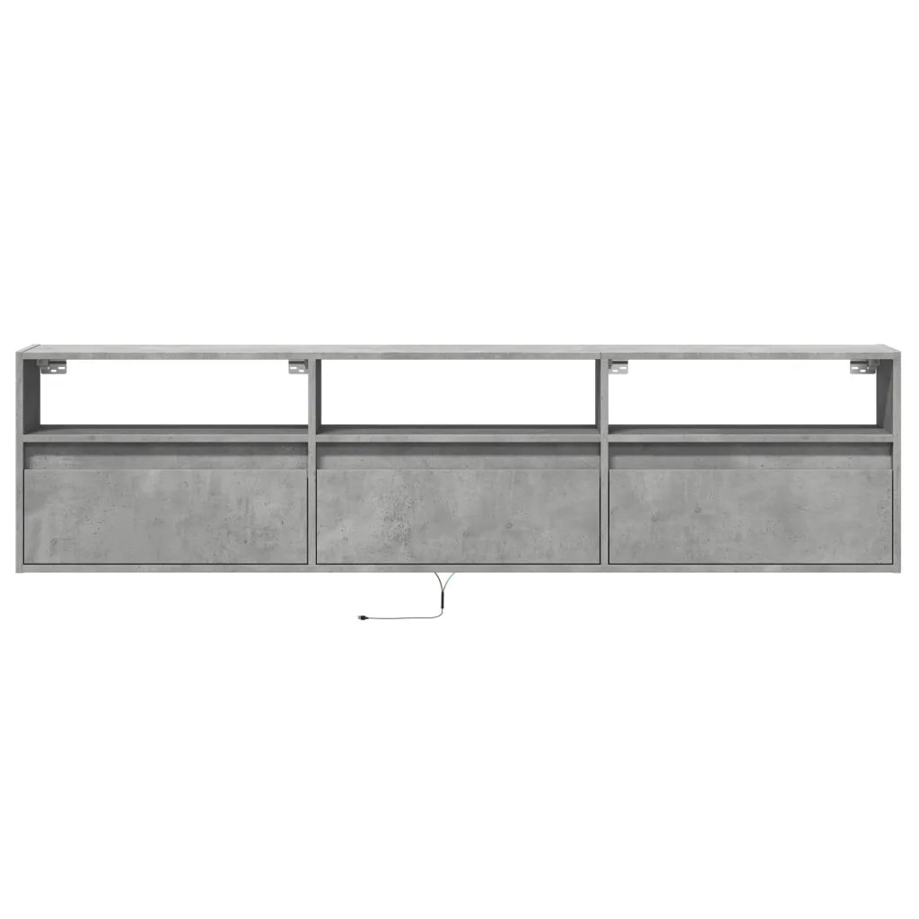 Mobile TV a Parete con LED-Mobile TV a Muro Grigio Cemento 180x31x45 cm
