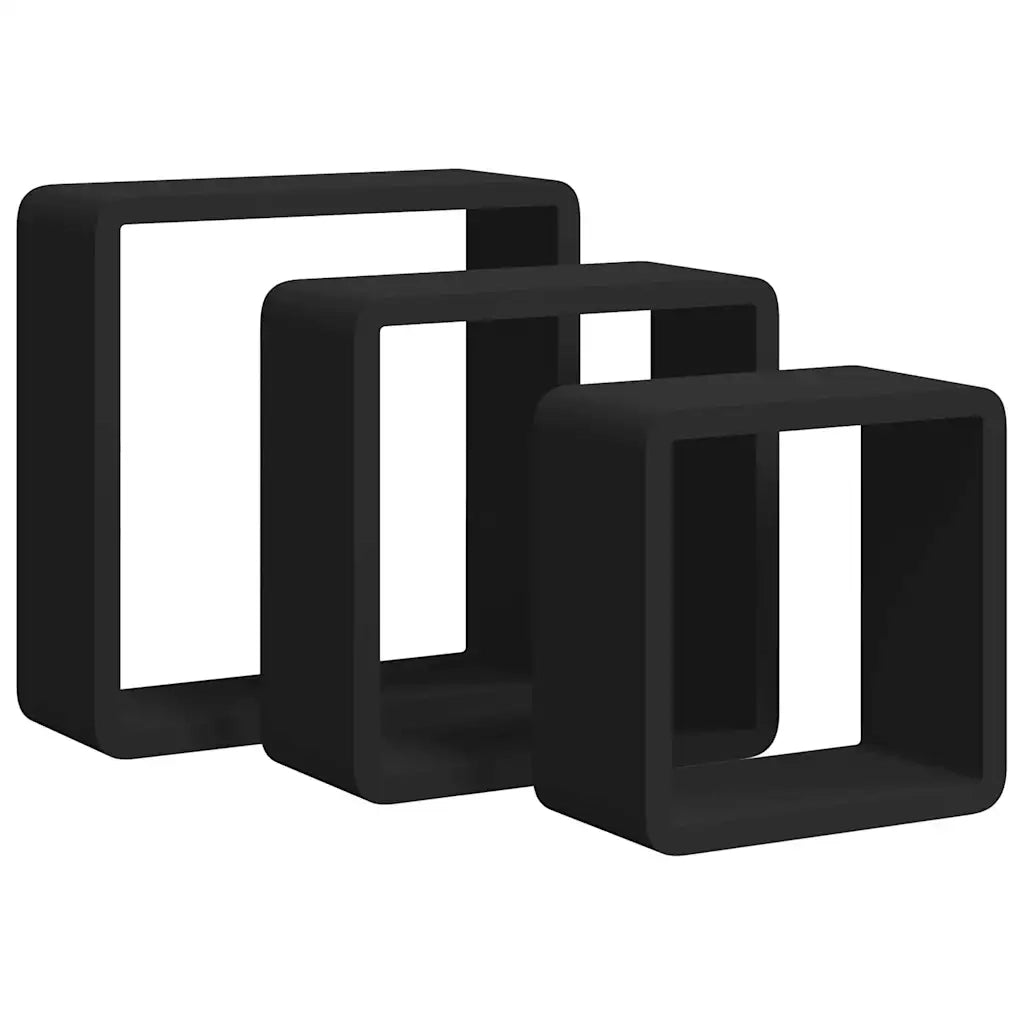 Mensole a Cubo da Parete 3 pz Nere in MDF cod mxl 65034