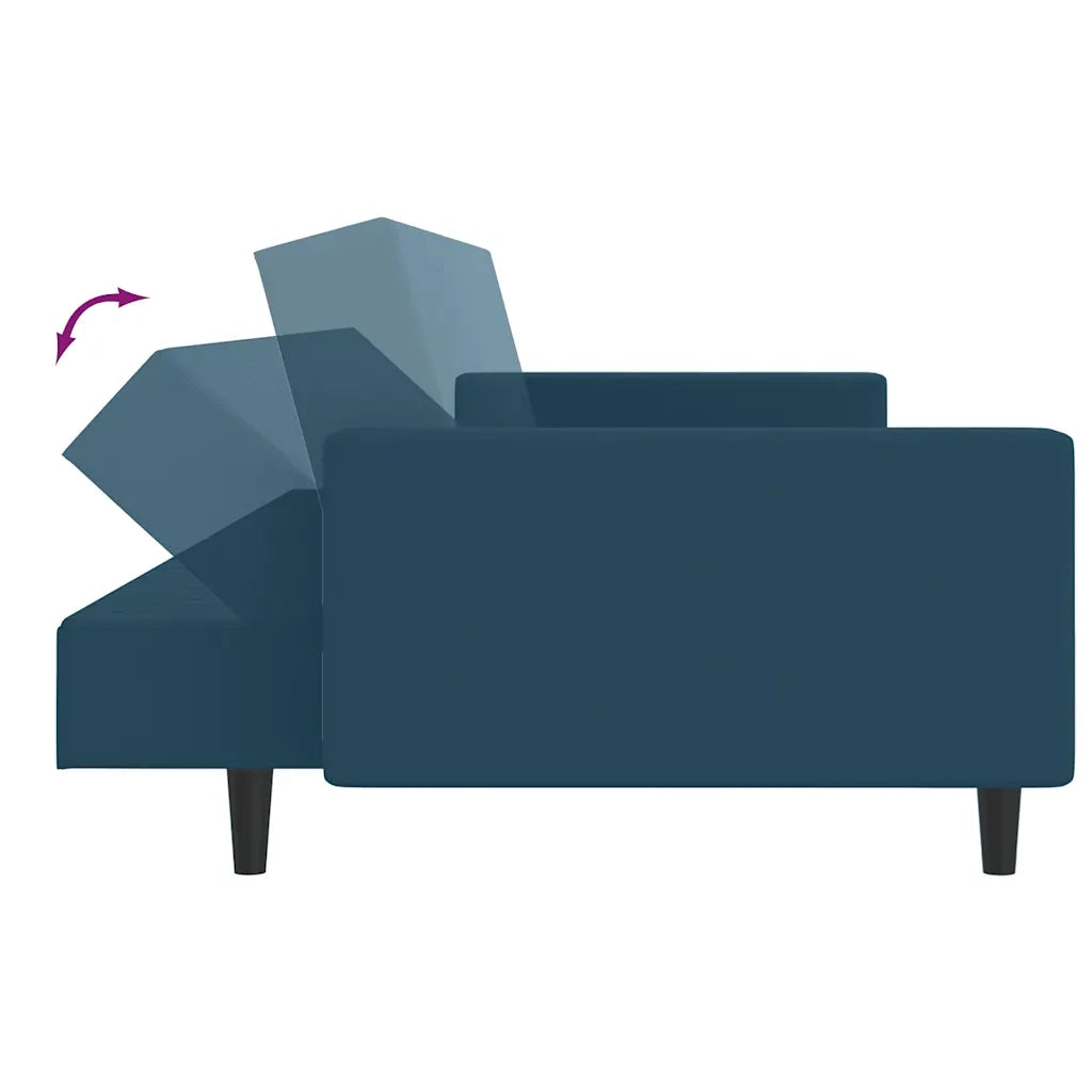 Divano Letto a 2 Posti Blu in Velluto 375936