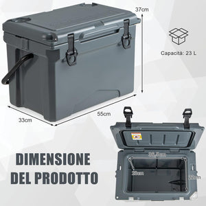 Frigorifero Portatile da 21 Litri, Frigorifero da Campeggio con Portabicchieri Integrati, Regolo e Apribottiglie, Freddo Fino 5-7 Giorni, per Barbecue, Campeggio, Picnic, Pesca