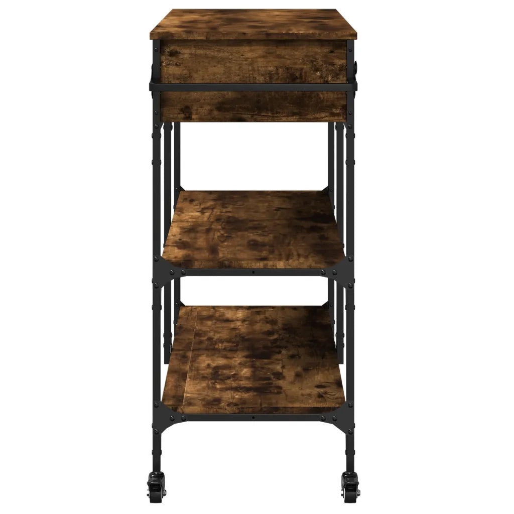 Carrello da Cucina-Scaffale per Cucina Rovere Fumo 105x42x95 cm Legno Multistrato