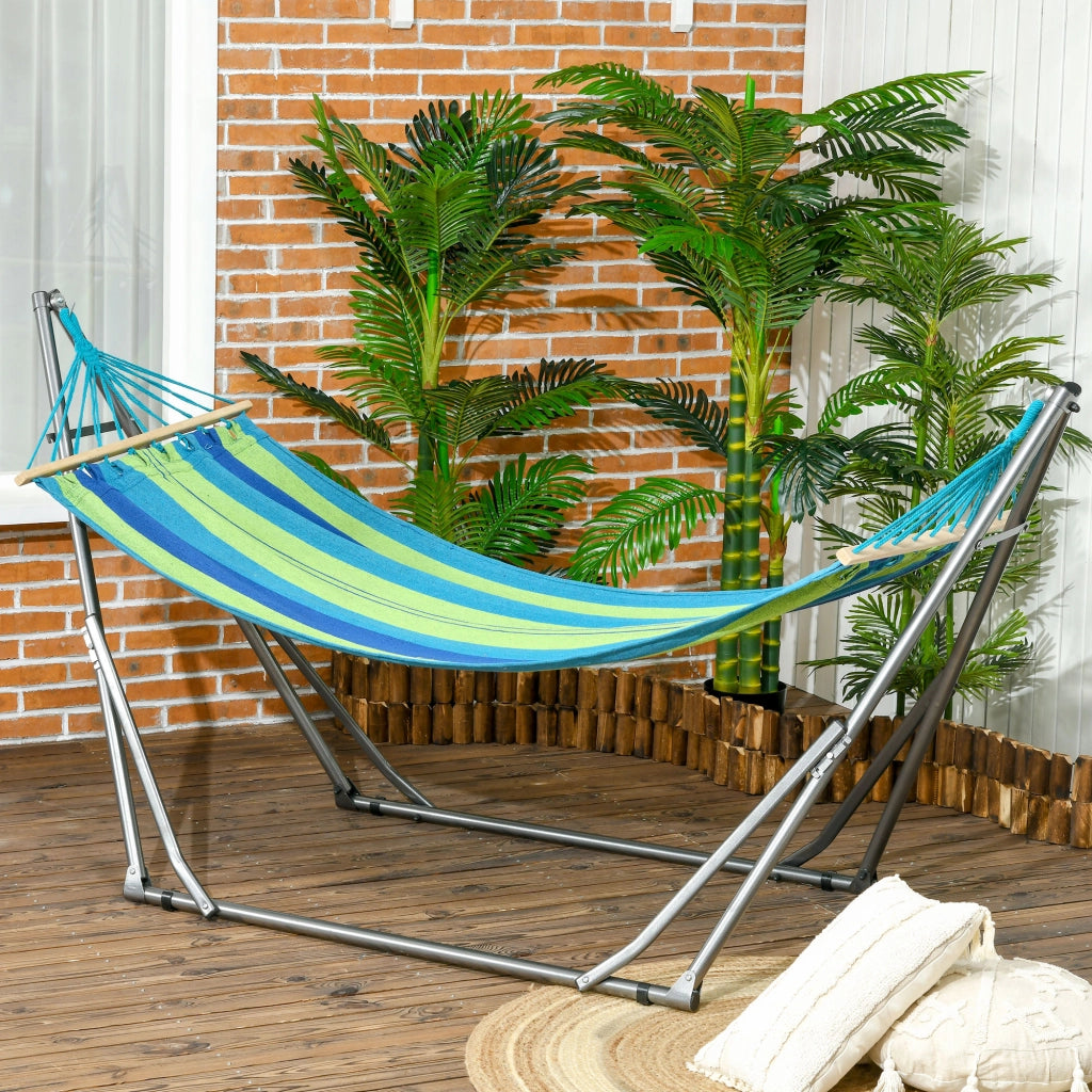 Amaca con Tendaio Pieghevole 2 in 1 ¨C zephmum ¨C 270x100x94 cm Blu e Verde