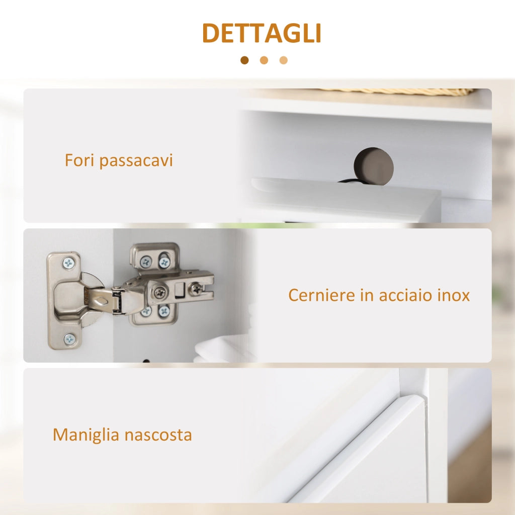 EasyComfort Credenza Moderna a 12 Ripiani Interni in Truciolato per Cucina, Soggiorno e Ingresso, 120x35x85 cm, Bianco