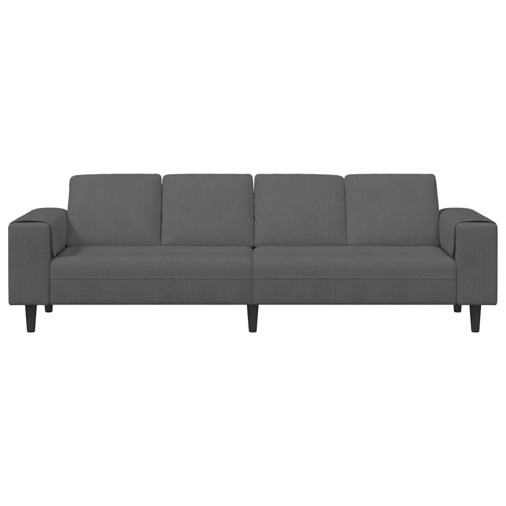 Divano Grigio scuro 250 x 77 x 76 cm Tessuto in Cords 3335101
