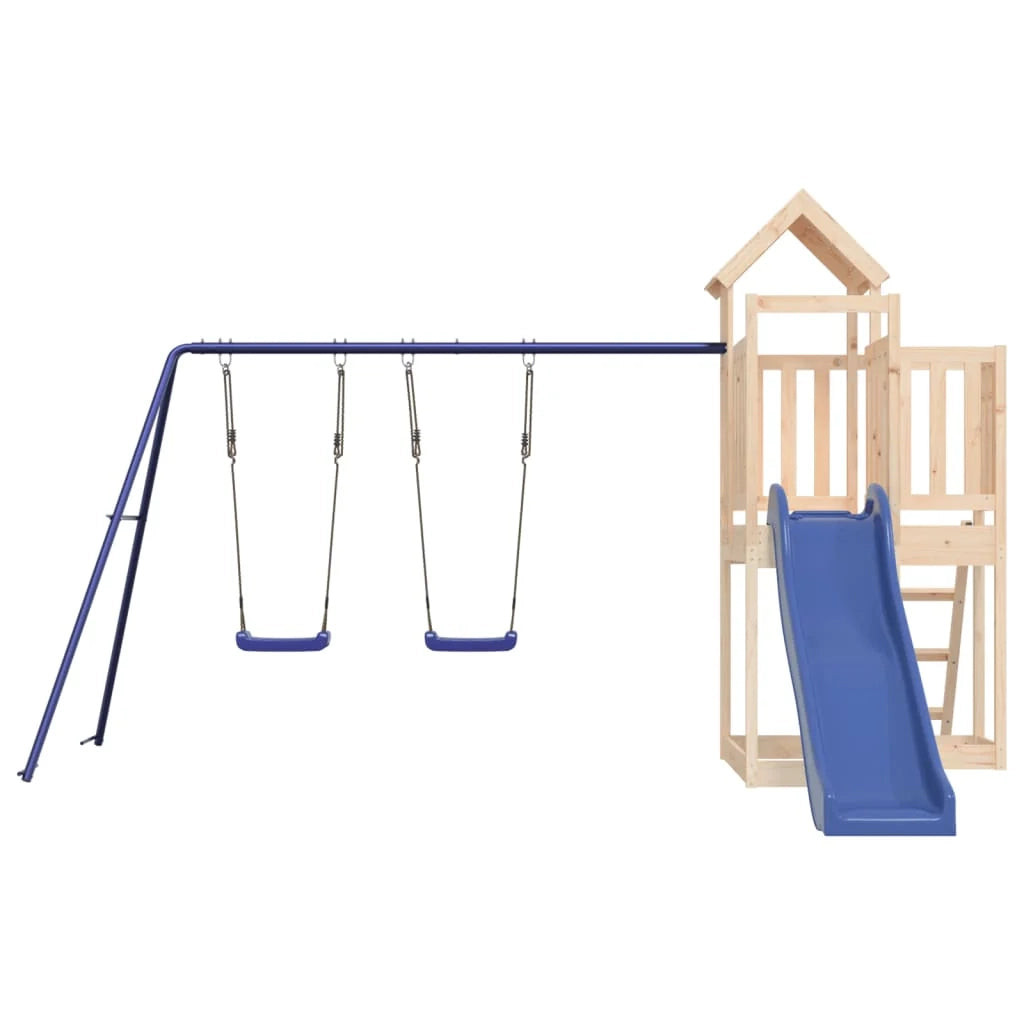 Altalene per parco giochi all'aperto scivolo altalene robuste giochi da giardino 356 x 378 x 214 cm legno di pino massiccio 02_0004719