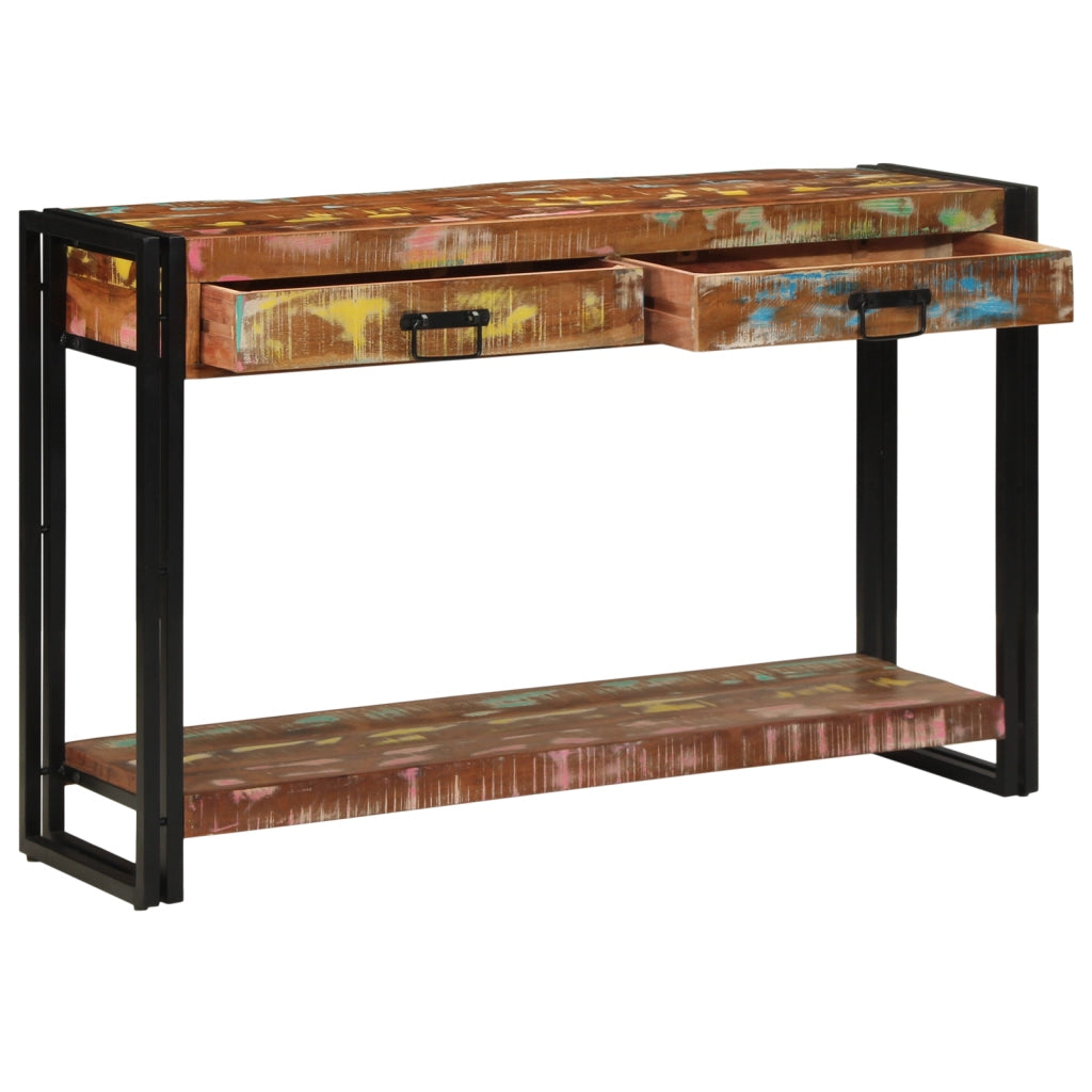 Tavolo Consolle Multicolore 120x33x75 cm Legno Massello di Recupero