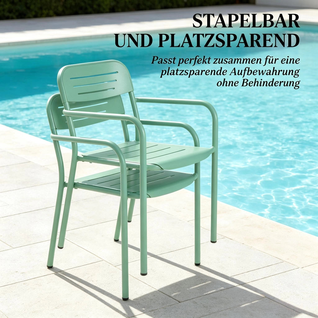 SEDIE DA GIARDINO Set 2 pezzi 56x58x78 cm Metallo Verde impilabili