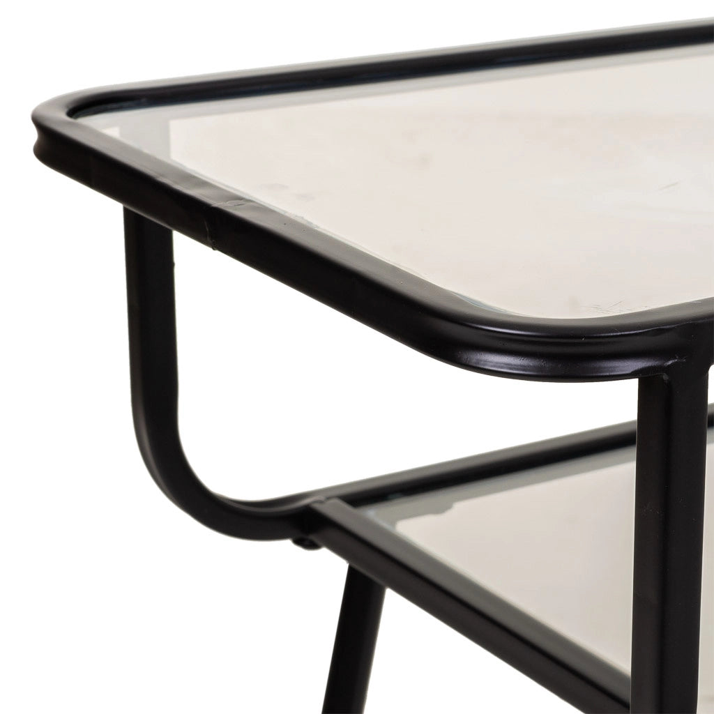 Comodino in metallo e vetro con 1 ripiano grigio 60x35x65,5