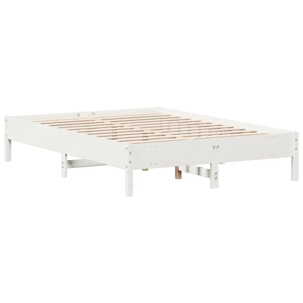 Letto senza Materasso Bianco 160x200 cm Legno Massello di Pino 842691