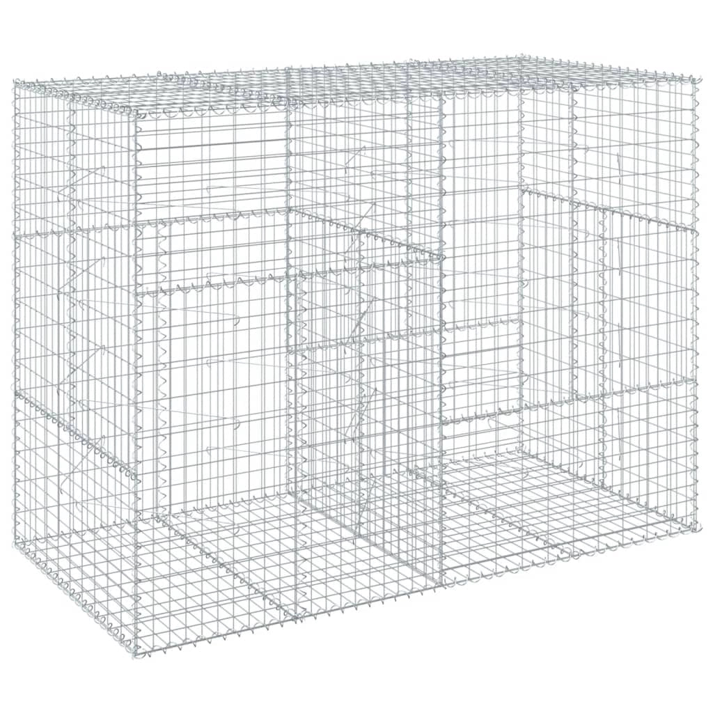 Gabbione recinto a gabbia muro di contenimento con coperchio 200 x 100 x 150 cm ferro zincato argento 02_0040140
