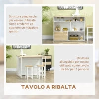 Tavolo da Bar Moderno in MDF per 2 Persone con 4 Ripiani Aperti e Armadietto, 116x79.5x91 cm
