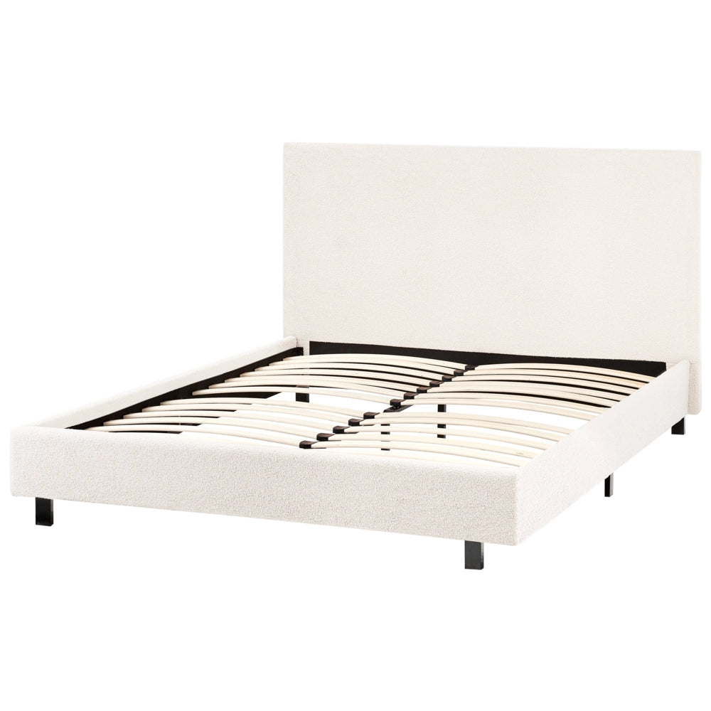 Letto con testiera piccola 120 x 200 cm in bouclé bianco sporco dal design moderno