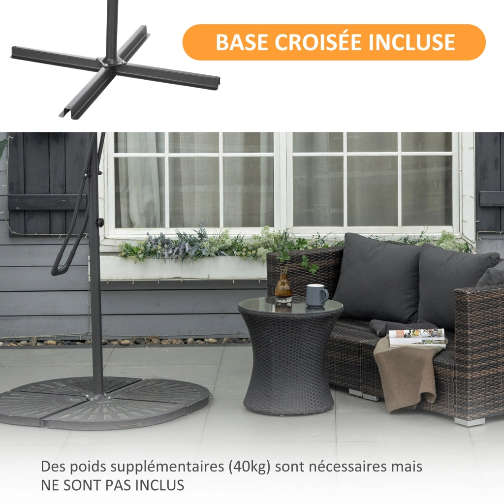 Ombrellone Quadrato Giardino ¨C zephmum ¨C 2.5x2.5m Grigio Scuro Base Incrociata