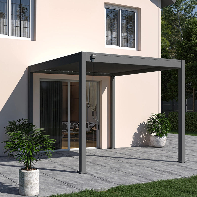 Pergola bioclimatica Ombréa autoportante VS 3x3M Antracite + 1 tenda