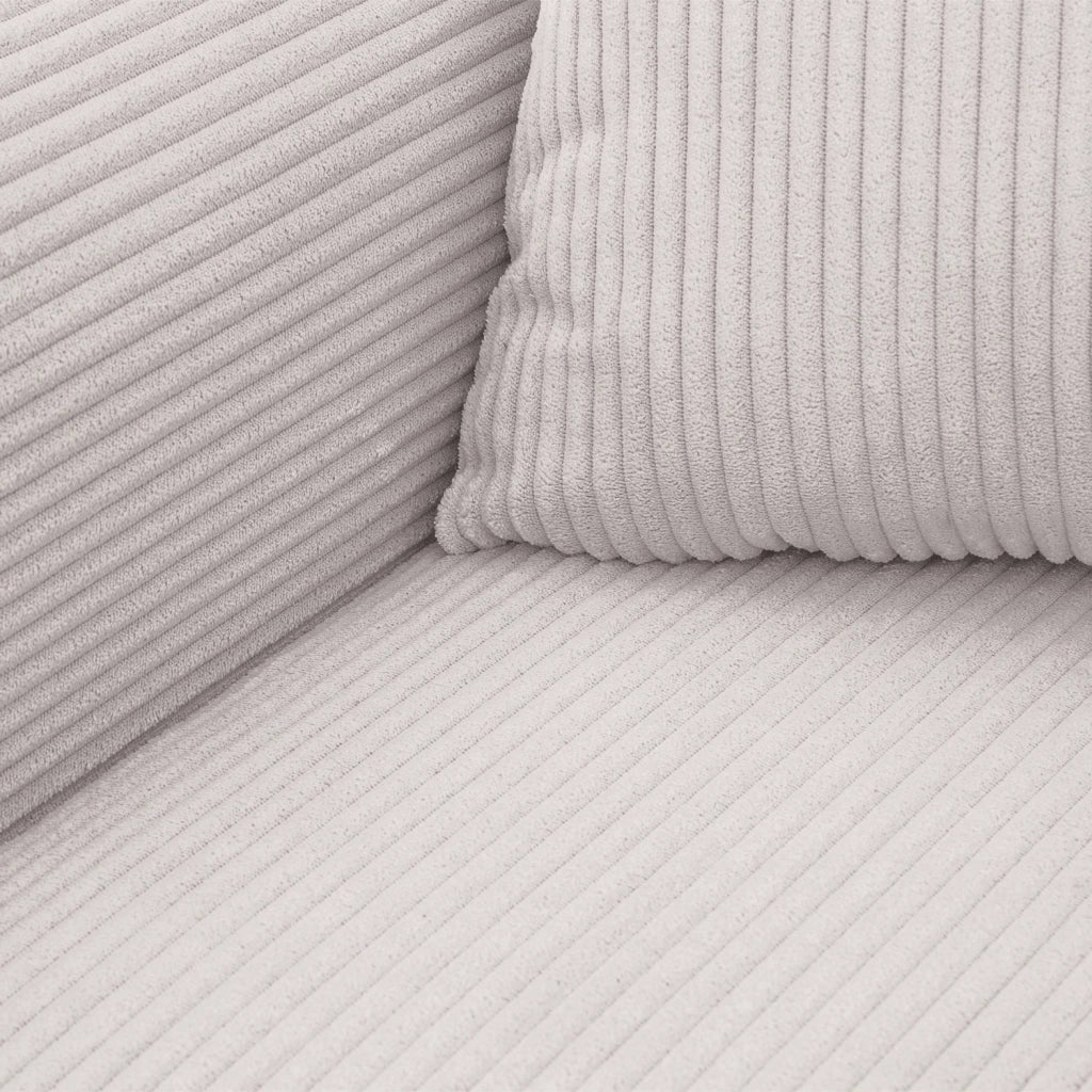 Divano letto in velluto a coste con contenitore, 3 posti, beige grigio