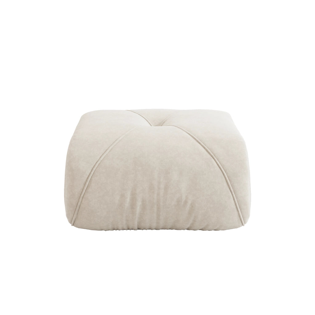 POUF in ciniglia beige chiaro, struttura morbida e forme arrotondate
