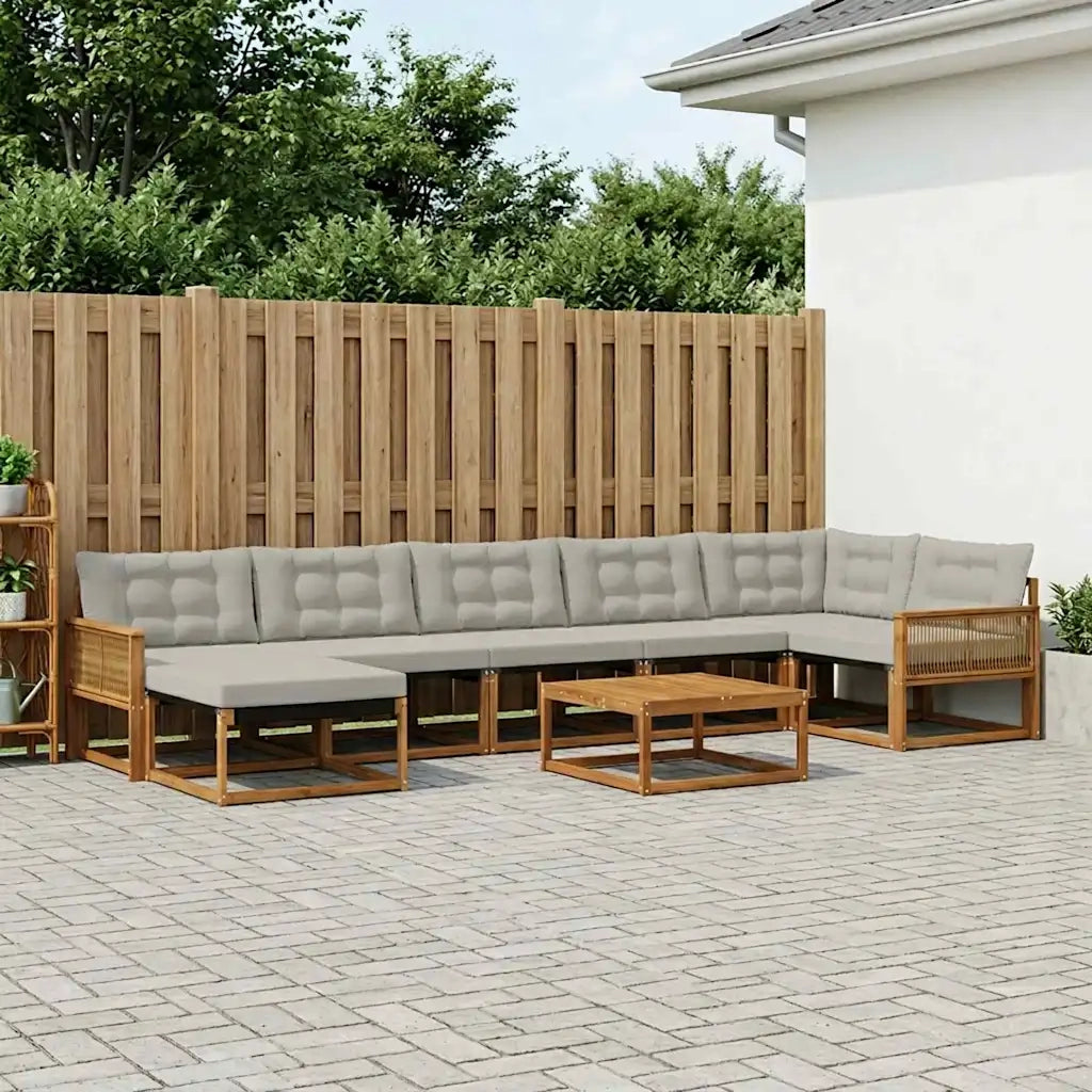 Set di divani da esterno 8 pcs Naturale e Grigio Chiaro 3381587