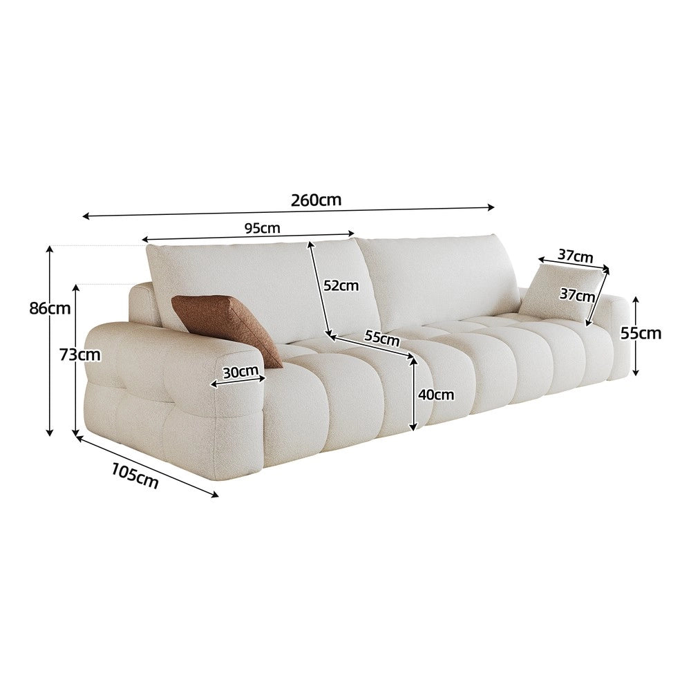 Divano Modulare in Tessuto ¨C Minimal ¨C Bianco, 260cm, senza montaggio