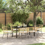 Set da Pranzo per Giardino 7 pcs Marrone polyrattan 3380915