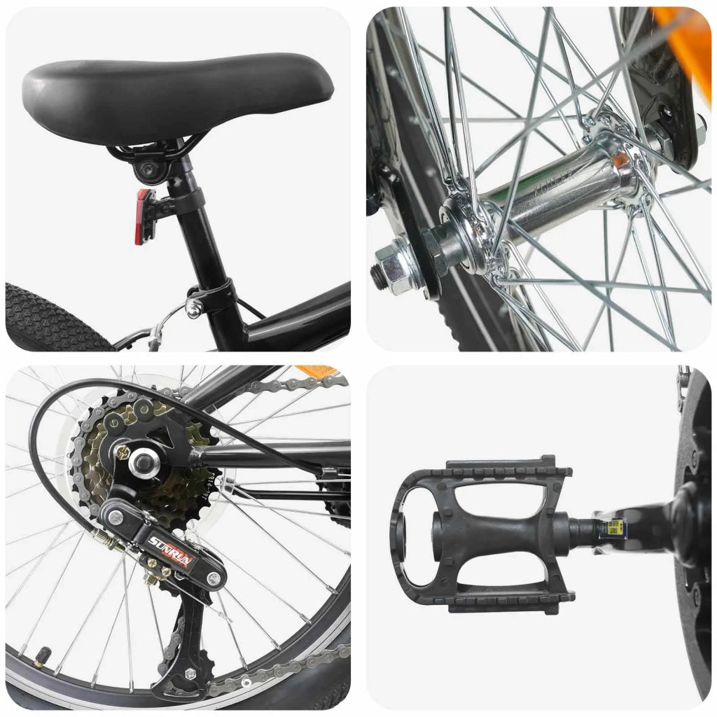 Kids Mountain Bike 24 Pollici 6-Speed per 8-12 anni Nero