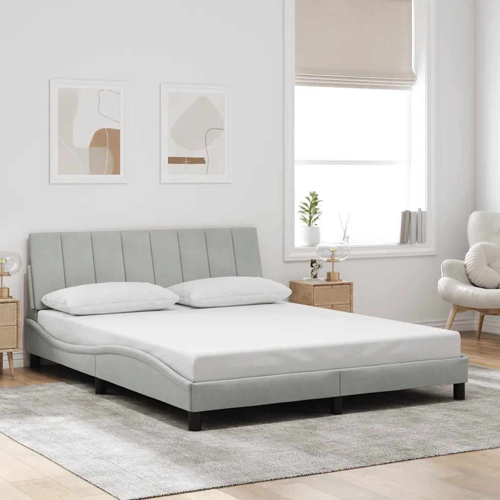 Giroletto senza Materasso Hanko Grigio Chiaro 160x200 cm Velluto 3207855