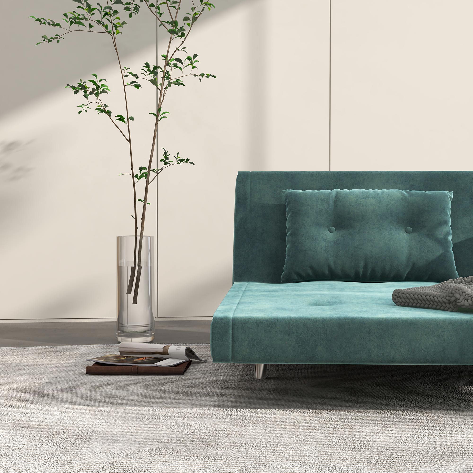 Poltrona Letto Singolo 100x88x83 cm in Velluto Verde Scuro