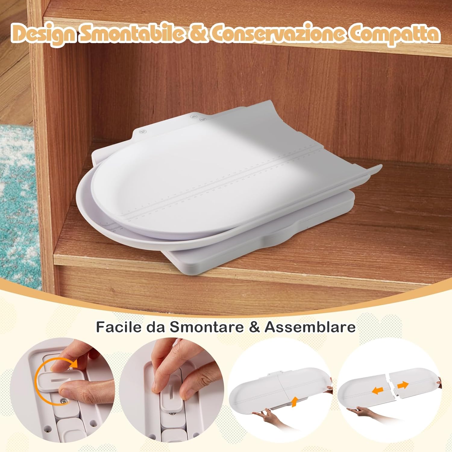 Bilancia Intelligente per Bambini, Bilancia Multifunzione con Vassoio Rimovibile, Bilancia con Bluetooth, 5 Unità e Schermo LED, Funzione Hold e Tara, LED, per Neonati Bambini