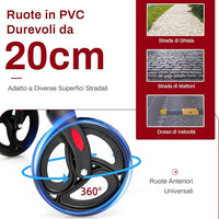 Deambulatore 2 in 1 per Anziani in Alluminio, Rollator Pieghevole e Regolabile in Altezza con Sedia, Schienale Reversibile, Manici Regolabili, Ruote, Poggiapiedi e Borsa Rimovibile (Nero)