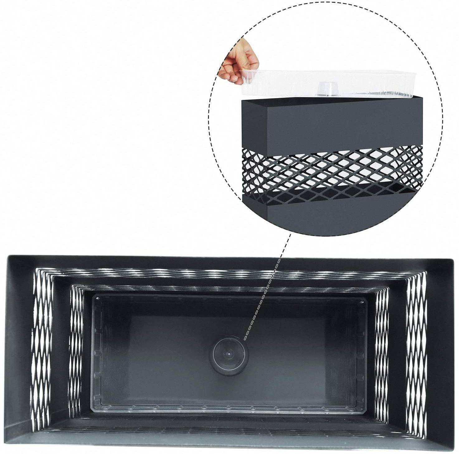 Supporto portaombrelli in metallo per ombrelli 28 x 12 x 41 cm rettangolare con presa acqua 4 ganci motivi traforati grigio antracite 12_0000878