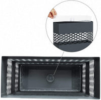 Supporto portaombrelli in metallo per ombrelli 28 x 12 x 41 cm rettangolare con presa acqua 4 ganci motivi traforati grigio antracite 12_0000878