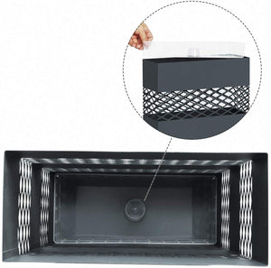 Supporto portaombrelli in metallo per ombrelli 28 x 12 x 41 cm rettangolare con presa acqua 4 ganci motivi traforati grigio antracite 12_0000878