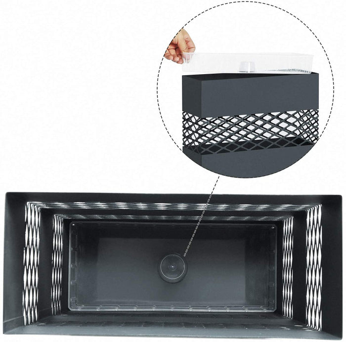 Supporto portaombrelli in metallo per ombrelli 28 x 12 x 41 cm rettangolare con presa acqua 4 ganci motivi traforati grigio antracite 12_0000878