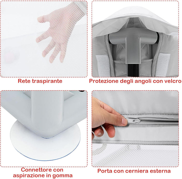 Box per Bambini, Centro Attività Portatile e Sicuro per Bambini, Box Colorato con Cancello, Recinto Extra per Interno ed Esterno con Rete Traspirante Durevole (Grigio)