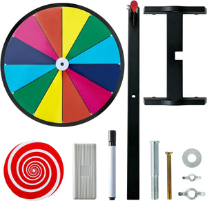 12''/15'' Ruota della Fortuna da Tavolo, Gioco Ruota Personalizzabile con Pennarello e Cancellino, Base Antiscivolo e Superficie Cancellabile, per Carnevale Feste (15'')