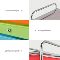Carrello con 10 Cassetti da Stoccaggio, Cassettiera di Metallo e Plastica, Contenitore Multiuso con Ruote a Freno, per Casa e Ufficio (Arcobaleno Scuro)