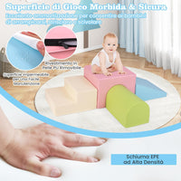 Set di 4 Blocchi in Schiuma per Arrampicarsi e Gattonare per Bambini, Set di Giocattoli Morbidi da Interno con Diverse Forme e Colori per lo Sviluppo dei Bambini (Rosa)