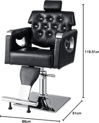 Poltrona da Barbiere Girevole, Attrezzatura Spa con Schienale Imbottito, Poggiatesta Regolabile a 6 Livelli, Pompa Idraulica Pesante, Portata 150 kg, Nero