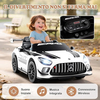 Macchina Elettrica per Bambini, Mercedes Auto Cavalcabile con Telecomando 3 Velocità Luci LED Musica e Connessione Senza Fili, Partenza Morbida, 4,5 Km/h, 3+ Anni (Bianco)