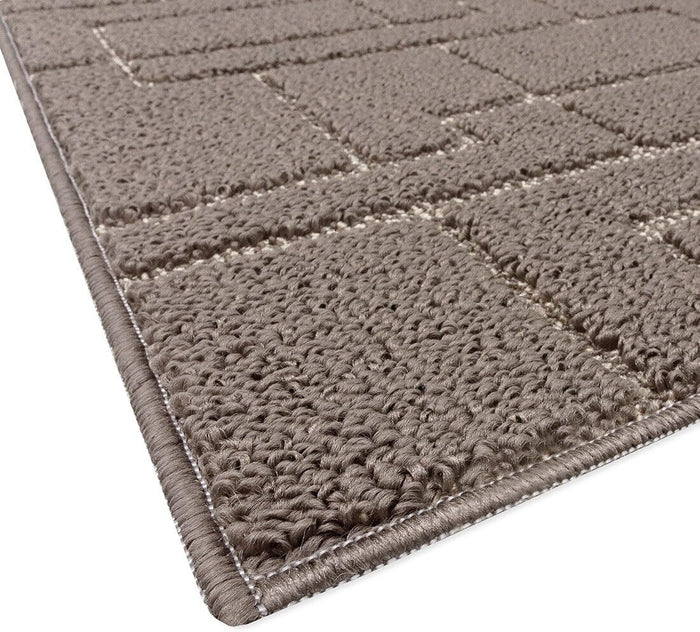 Tappeto Casa Cucina 3D 50x115 Cm Design Geometrico Moderno Assorbente Antiscivolo Beige