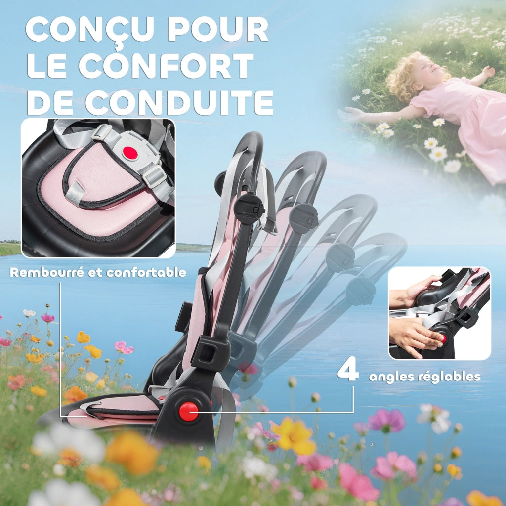 Triciclo Bambini 6 in 1 Pieghevole con Maniglia Regolabile ¨C zephmum ¨C Rosa