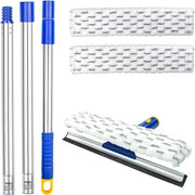 Sistema di pulizia a scomparsa 2-in-1 - manico lungo - rullo in gomma - tovagliolo microfibra - testa di rotazione 180 °