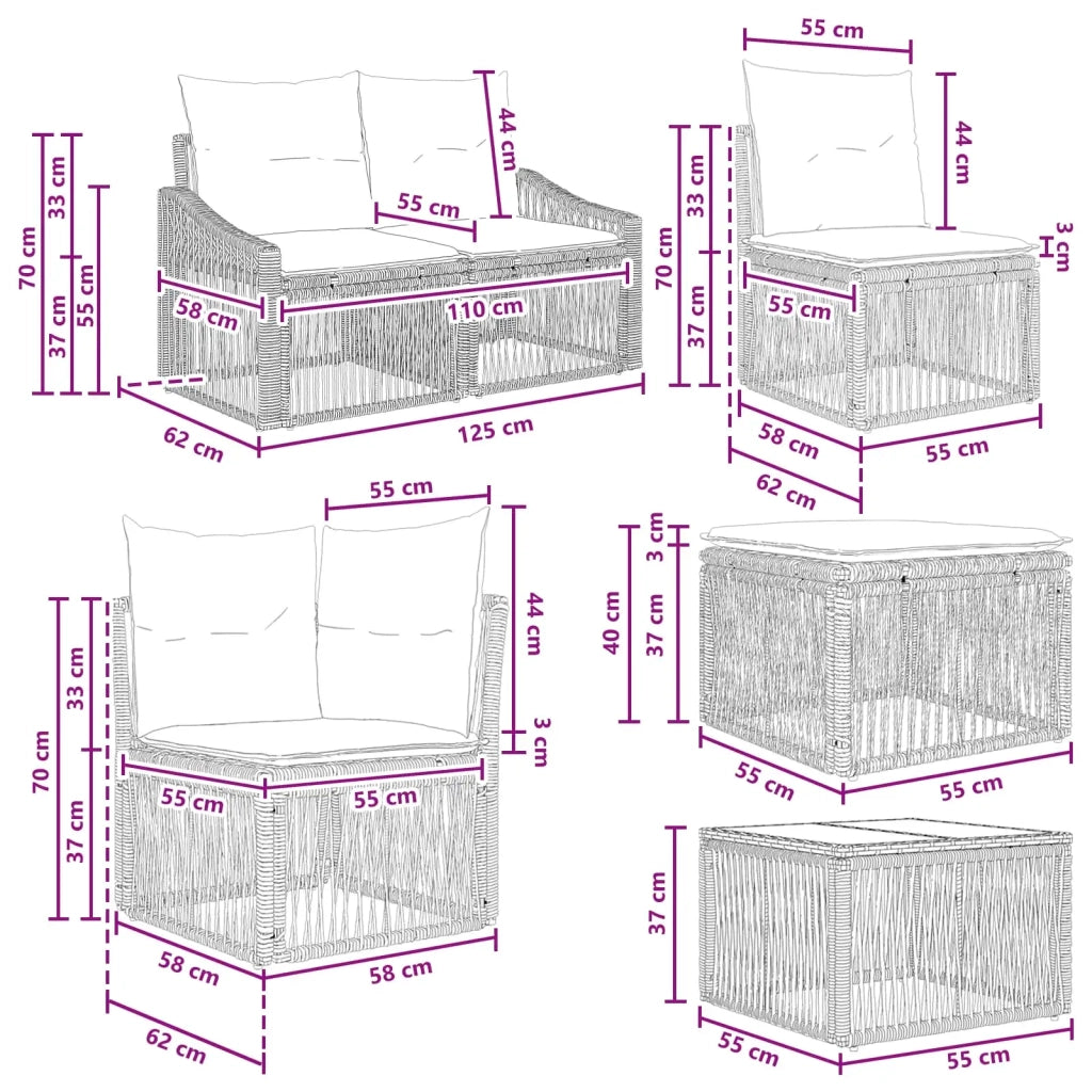 Set Divano da Giardino 13 pcs Grigio polyrattan