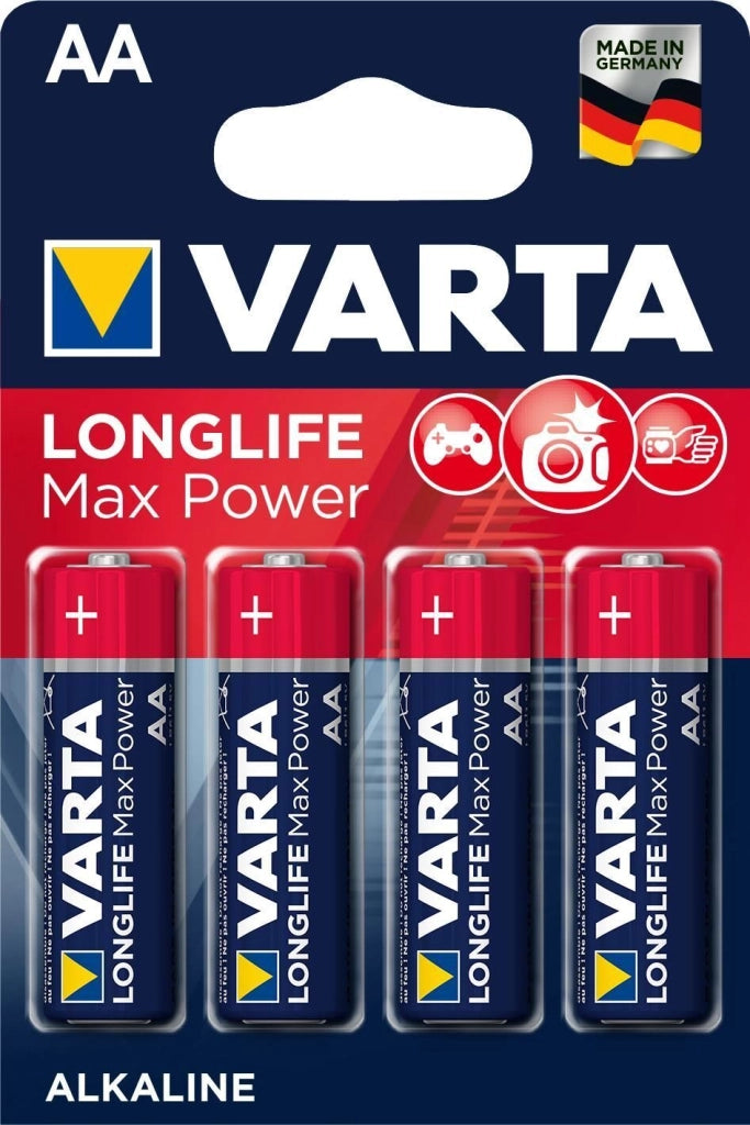 Varta 4706 Longlife Max Power Batterie Pile Alcaline Stilo AA LR6 1,5V Confezione da 4