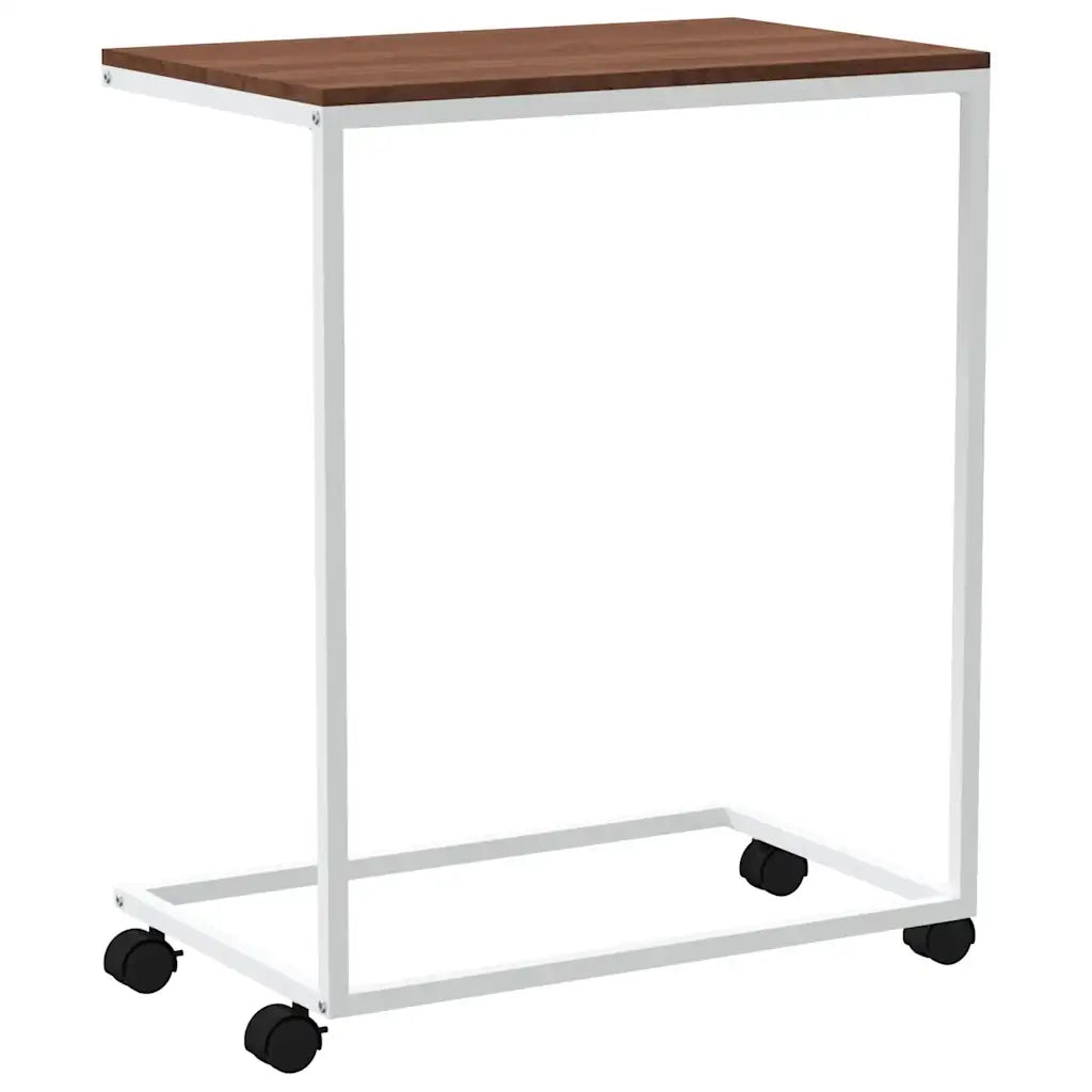 Tavolino con Ruote Bianco 55x35x70 cm in Legno Multistrato cod mxl 7035